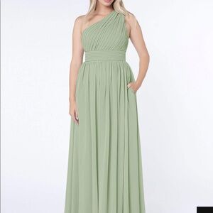 Azazie Molly Dusty Sage One Shoulder Dress